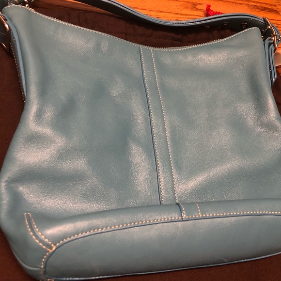 Coach Handbags - Coach all leather light blue bag w/ dust bag